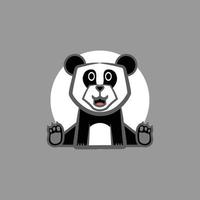 vetor de panda fofo, eps 10, logotipo, design simples, cinza branco, mascote.