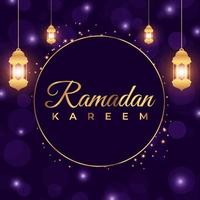 fundo do ramadã para modelo de design de postagem de mídia social. anúncios de banner islâmicos com efeito de ouro roxo de luxo. cartaz do ramadã. ilustração vetorial vetor