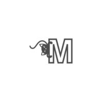 letra m com modelo de design de logotipo de ícone de gato preto vetor