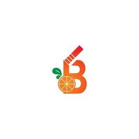 letra b com modelo de design de logotipo de ícone de laranja de suco vetor