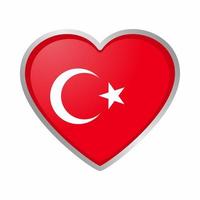 adesivo de bandeira de coração de turquia vetor