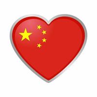 adesivo de bandeira de coração da china vetor