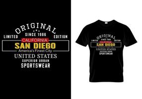 design de camiseta de desgaste urbano de san diego vetor