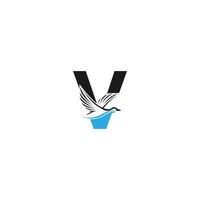 letra v com ilustração de design de logotipo de ícone de pato vetor