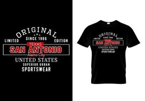 design de camiseta de desgaste urbano de san antonio vetor