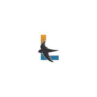 logotipo da letra l com vetor de design de ícone de pássaro rápido