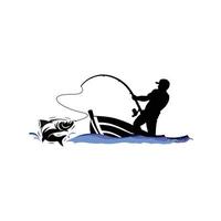 ícone de vetor de silhueta de pessoas de pesca
