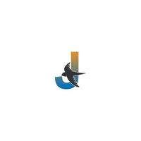 logotipo da letra j com vetor de design de ícone de pássaro rápido