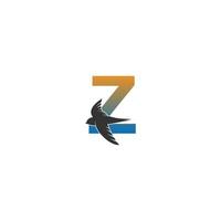 logotipo da letra z com vetor de design de ícone de pássaro rápido