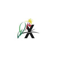 letra x com vetor de design de logotipo de ícone de pássaro papagaio
