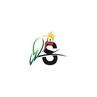 letra s com vetor de design de logotipo de ícone de pássaro papagaio