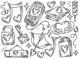 doodle coleção de elementos para dia dos namorados vetor