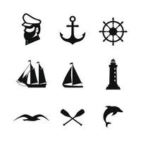 design de silhueta náutica para ícone de logotipo vetor