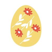 ovo de páscoa amarelo com flores dentro. ilustração vetorial isolada vetor