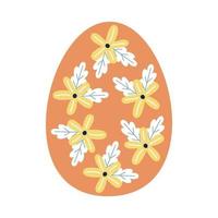 ovo de páscoa laranja com flores dentro vetor