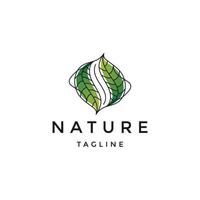 conceito de logotipo de linha de folha de natureza. modelo de vetor de design de ícone plano