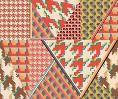 padrão xadrez de retalhos com motivos de houndstooth tecidos abstratos. padrão moderno para têxteis e decoração vetor