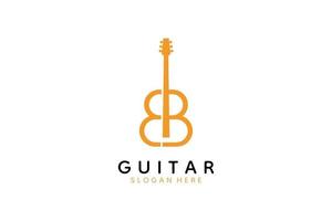 modelo de design de logotipo de guitarra letra eb vetor