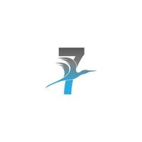 logotipo número 7 com design de ícone de pássaro pelicano vetor