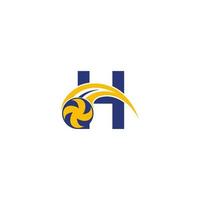 letra h com modelo de design de logotipo de ícone de bola de vôlei esmagador