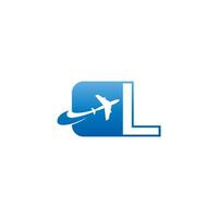 letra l com vetor de design de ícone de logotipo de avião