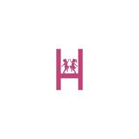 letra h e vetor de design de logotipo de ícone de crianças
