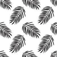 folhas de palmeiras tropicais. silhuetas negras de plantas tropicais. folhas de palmeiras, folhagens exóticas, coleção de plantas naturais decorativas. padrão sem emenda de vetor desenhado à mão para banner, cartão, papéis de parede