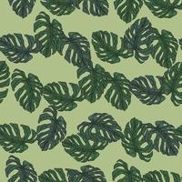 monstera folha sem costura pattern.vintage tropical ramo em estilo de gravura. vetor