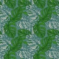 monstera deixa ramo tropical pattern.retro sem costura em estilo de gravura. vetor