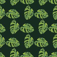 monstera folha sem costura pattern.vintage tropical ramo em estilo de gravura. vetor