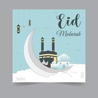 postagem de mídia social eid mubarak, design eid ul fitr mubarak ou eid ul adha, postagem de mídia social islâmica do dia santo ou banner ramadan kareem, espaço de fundo de design de forma geométrica para texto vetor