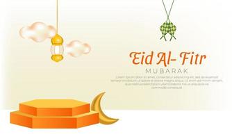 banner de ilustração 3d eid al-fitr vetor