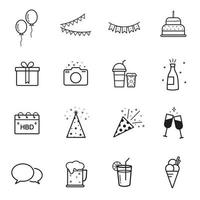 conjunto de ícones de festa e celebração. ilustração isolada no fundo branco para gráficos e web design. vetor