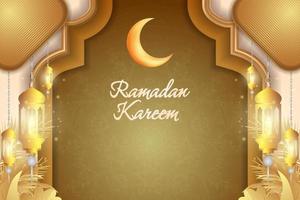 ramadan kareem fundo islâmico cor de luxo marrom e dourado suave com mandala vetor