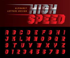 Letras e números do alfabeto com efeito de alta velocidade vetor