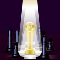 design de corte de papel, conceito de xadrez, troféu do vencedor, ilustrador vetorial vetor