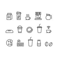 ícones de café definir ícone de linha editável vetor