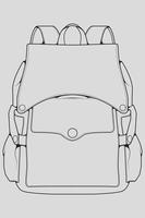 esboço de uma mochila. mochila isolada no fundo branco. ilustração em vetor de um estilo de desenho.