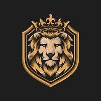 inspiração de design de logotipo de rei leão real dourado de luxo vetor