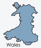 País de Gales mapa desenho à mão livre sobre fundo branco. vetor