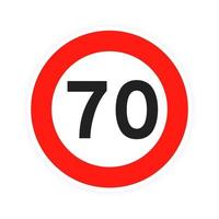 limite de velocidade 70 rodada ícone de tráfego rodoviário sinal estilo plano design ilustração vetorial. vetor