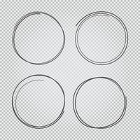 conjunto de 4 círculos de rabiscos desenhados à mão vetor
