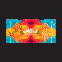 Cartaz geométrico da celebração feliz de Janmashtami