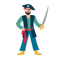 personagem de desenho animado pirata com sabre. vetor