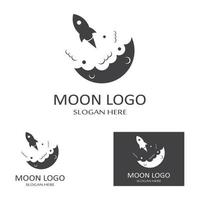 logotipo de lua cheia e meia-lua, usando design de conceito de ícone de vetor de logotipo e ilustração de símbolo