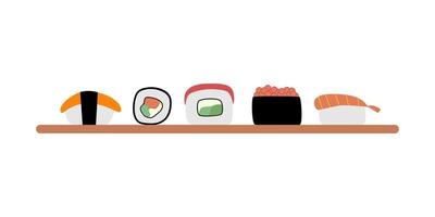 ilustração em vetor conjunto de rolo de sushi de comida asiática