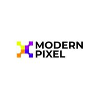 design de logotipo de tecnologia de pixel moderno abstrato vetor