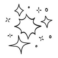 doodle conjunto de ícone de brilho de estrelas vetoriais, ícone de superfície limpa. estrelas de efeito de luz brilhante e explosão brilhante. isolado no fundo branco. ilustração vetorial vetor