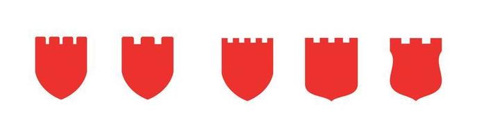 vetor de conjunto de ícones de forma de escudo vermelho