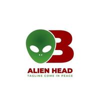 letra b design de logotipo de vetor de cabeça alienígena